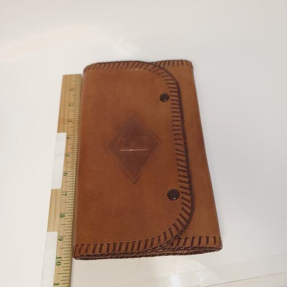 Leather Bag Case Pouch Book Holder Small Pencilcase Artist Brown Embossed Bible​ - Picture 10 of 11